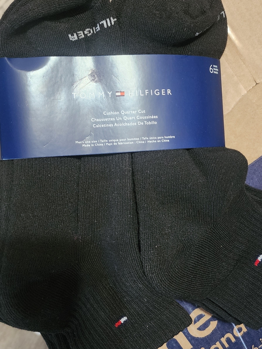 Tommy Hilfiger Black Cushion Quarter Socks - 6 Pack